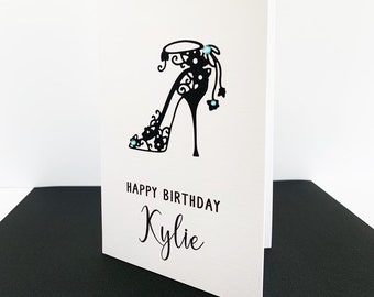 Fashion Illustration Watercolor Card Fashion Card High Heels Card Shoe Lover Card Card for Her Embellished Card Stylish Card Glamorous Card