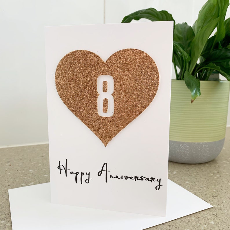 8th Wedding Anniversary Card Milestone annivesary Happy | Etsy