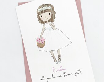 Flower Girl Proposal, Will You Be Our Flower Girl, Junior Bridesmaid, Be My Flower Girl, Flower Girl Proposal Card, Cute, Girl in White