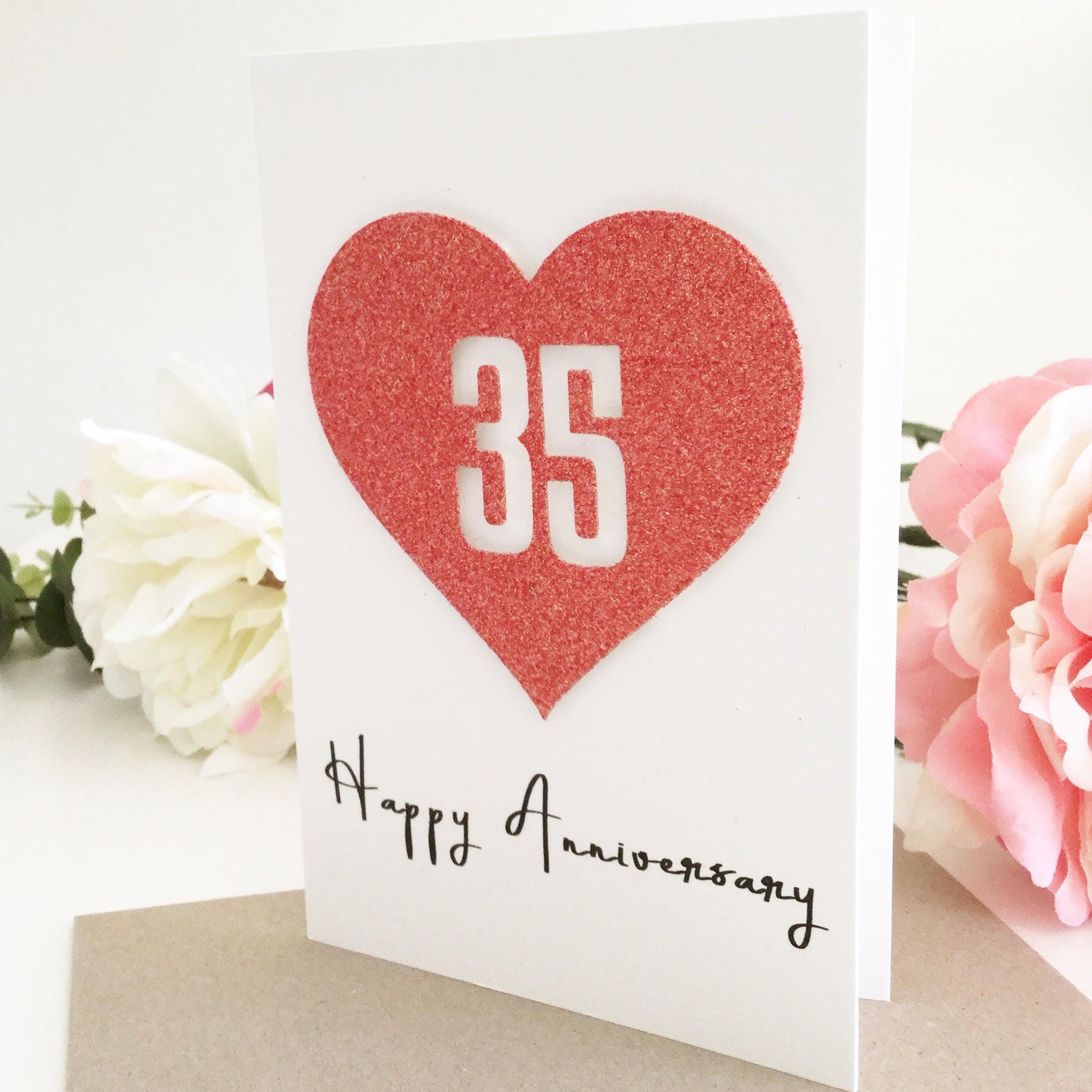Happy 35th Wedding Anniversary Anniversary Card Her Etsy