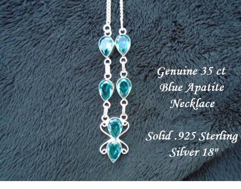 30 ct Blue Apatite Necklace image 1