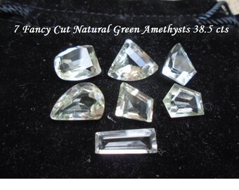 7 Piece Fancy Cut Green Amethyst Loose Gemstones 38.5 cts Total