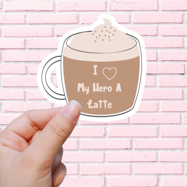 I Love My Hero A Latte Sticker, Marine Wife Sticker, Army Wife Sticker, Military Stickers, Hero, Military