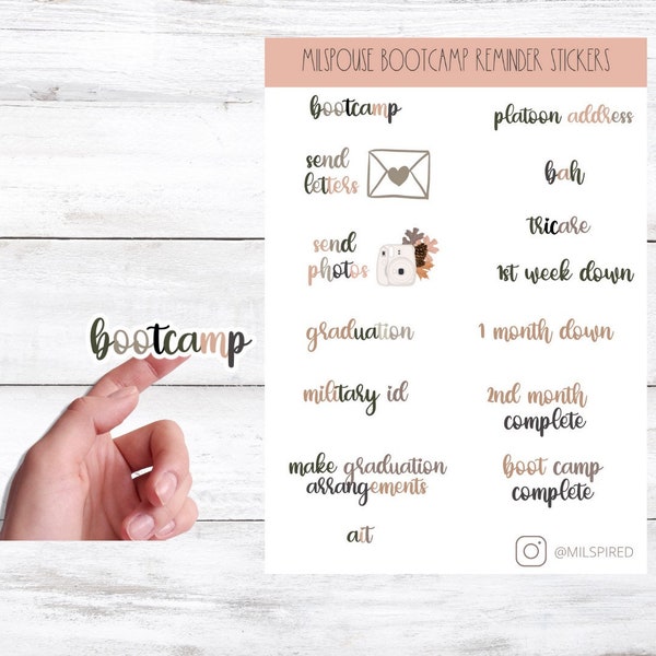 Bootcamp Military Stickers, Military Spouse Stickers, Military planner, Army Wife, military Gifts, marine wife, navy wife, airforce wife