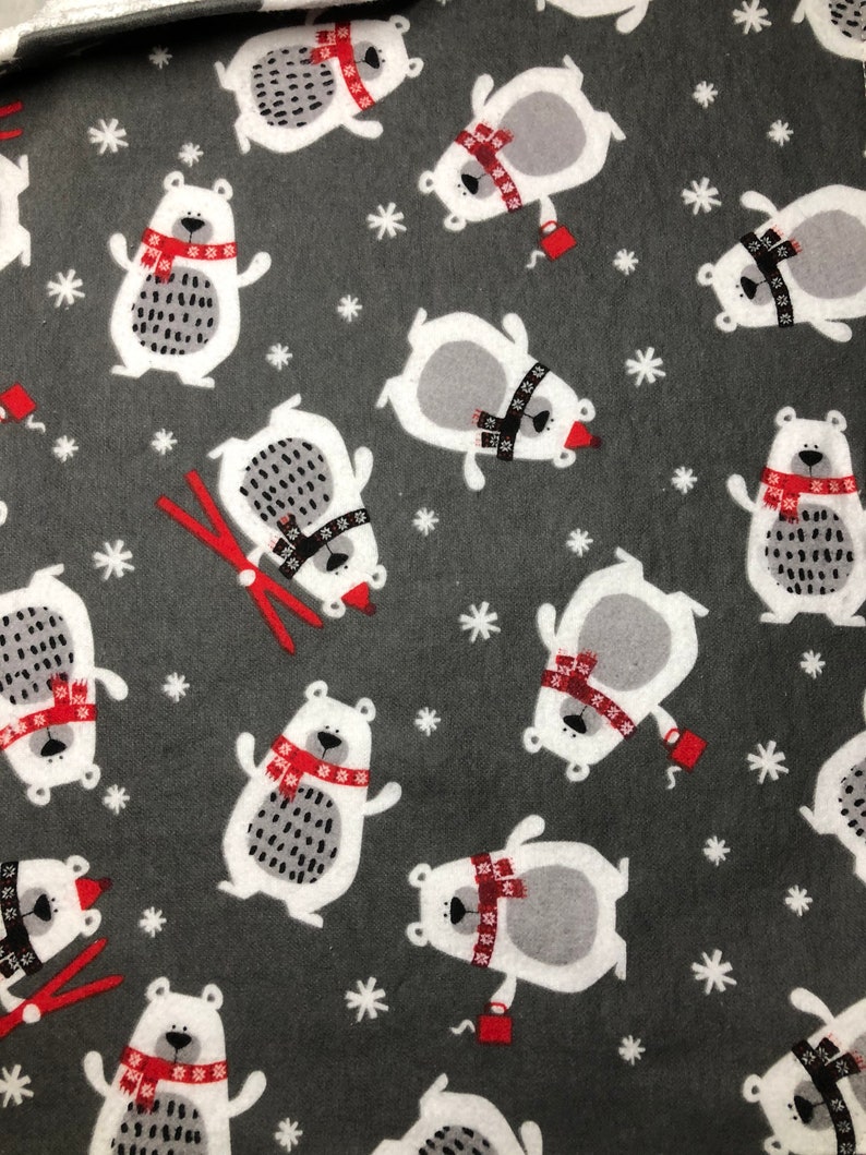 Skiing bear adjustable bib and burp cloth set