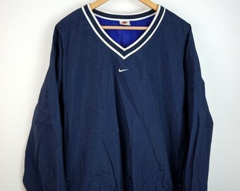 Vintage 90s Nike Windbreaker Pullover Adult XL Navy Blue, White, 90s Fashion, VTG Nike, Vintage Nike, Air Nike, Swoosh