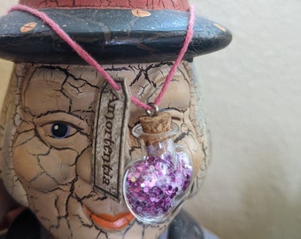 Love Potion Necklace - Dark Pink Potion - Handmade