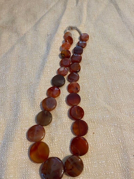 Vintage Large African Carnelian Coin Agate Beads