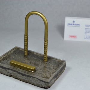 Gold Concrete Business Card Holder Stand | Gold Accented Office Decor | Office Gift | Business Gift | Gold Decor | Gift for Her