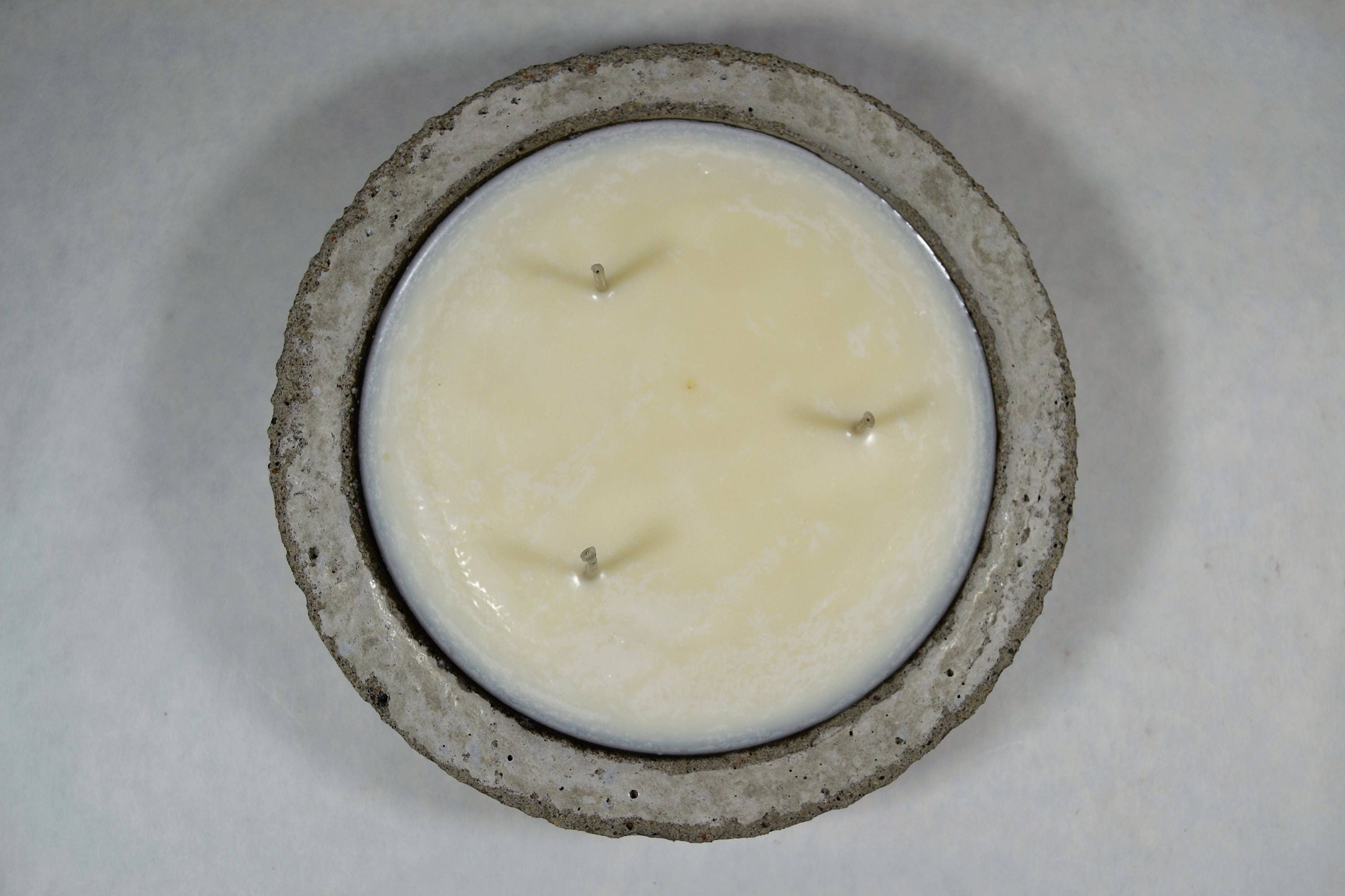 Concrete Soy Wax Candle Bowl 3 Wicks Scented or Unscented Multiwick