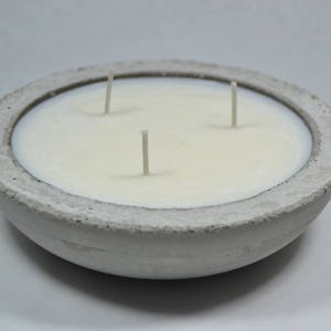 Concrete Soy Wax Candle Bowl - 3 Wicks | Scented or Unscented | Multi-Wick Candle | Round Concrete Candle | Contemporary Modern Design