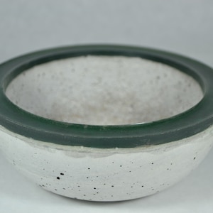 Concrete Bowl - Green Rim | Outdoor & Indoor Patio Decor | Color Rimmed Bowl | Zen Garden | Tabletop Accent | Cement Decorative Bowl