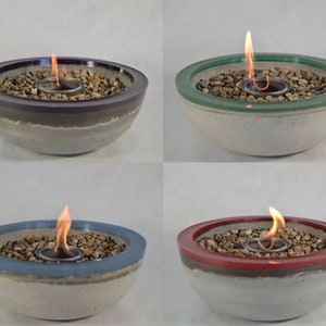 Concrete Fire Bowl - Choose Color | Fire Pit | Tabletop Fire Pit | Outdoor Patio | Outside Decor | Colored Bowl | Fire Gel | Zen Garden