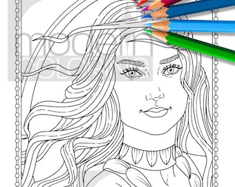 Swan Princess Portrait for Maria Pain Color Along – EXCLUSIVE not in Bella Futura,Coloring Book,Beauties,women,face,digital download,PDF