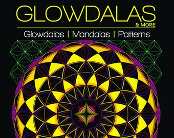 Glowdalas y más: 40 diseños, libro electrónico, descarga digital, sello, libro para colorear, alivio del estrés, mandala, relajante, medianoche, fondo negro