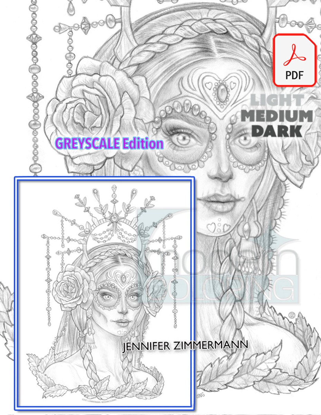 La Catrina Coloring Page Halloween Sugar Skull Mexico Day - Etsy