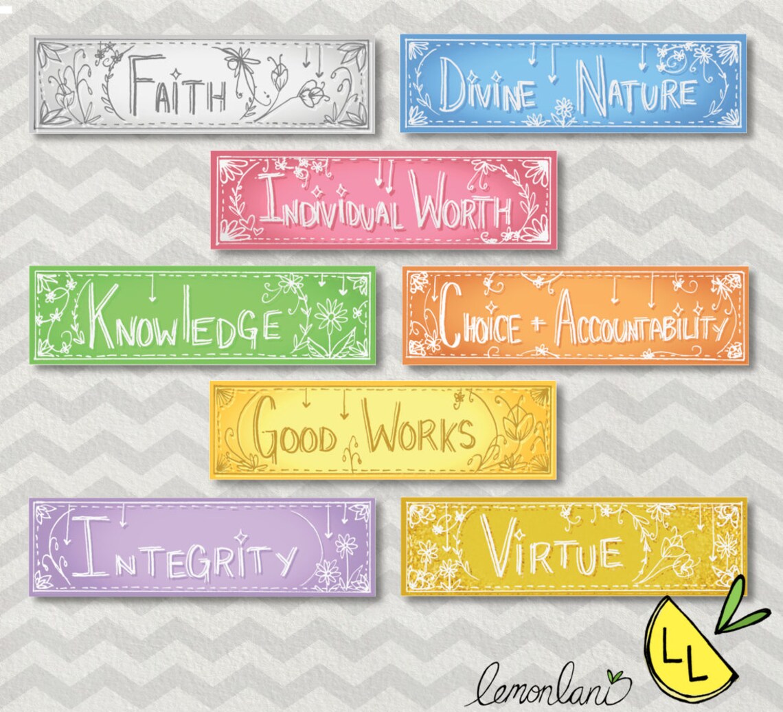 LDS Bookmarks Young Women Values Cute Bookmarks Lightbox | Etsy
