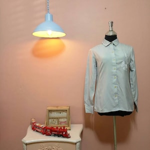 Women 70s Blouse. Vintage shirts, Light Blue Design Vintage Shirt For Women 1970s,70s Fashion, Vintage blouse, Blouses, Retro,Size M