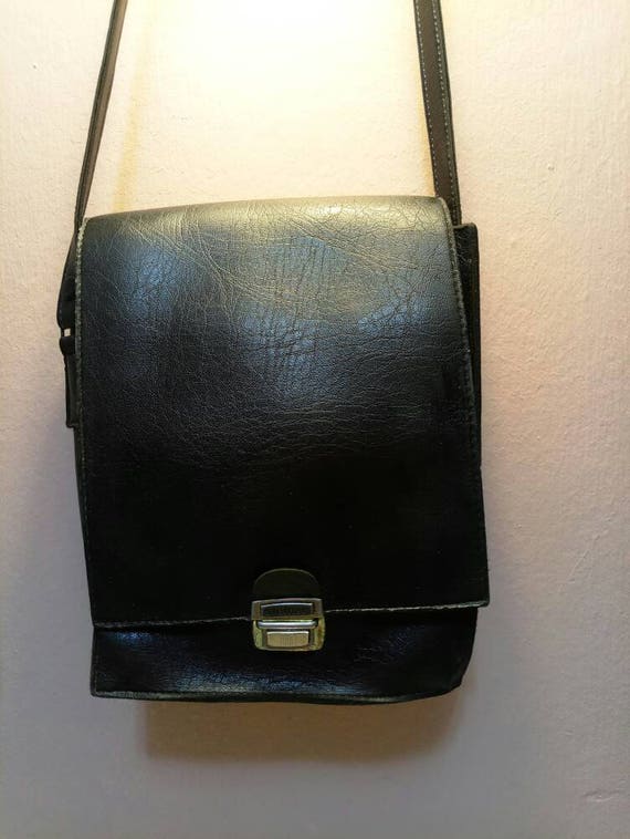 fake leather messenger bag