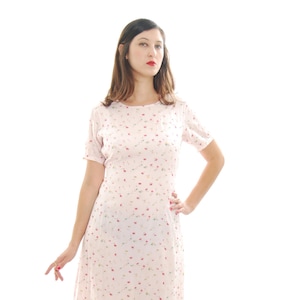 Vintage Dress.Women&#39;s Vintage Dress.Light Pink Floral Print Vintage Dress For Women 1970s.Vintage.women Clothing.Vintage 1970.Sale.Size M-L