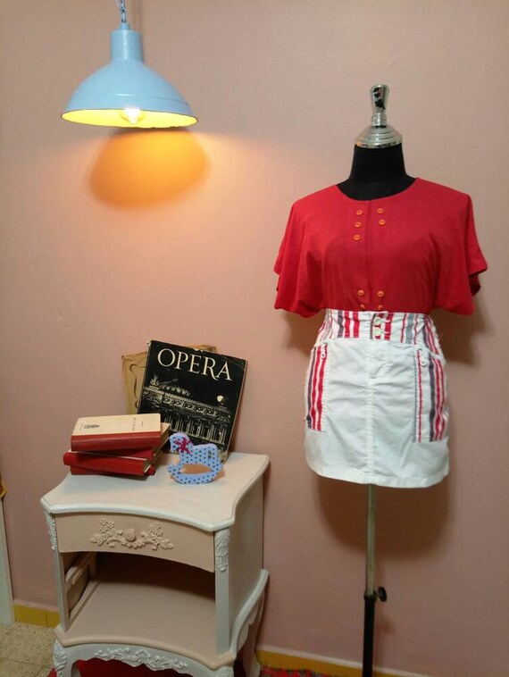 Red Blouse.Vintage shirt .Red  Vintage Blouse For Women 1970s.Women's Clothing.Vintage Top. Vintage Blouses.Size OS