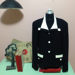 Chaqueta en blanco y negro, chaqueta vintage, chaquetas, chaqueta vintage para mujer de los años 90, atuendos formales, moda de los años 90, envío gratis, talla L