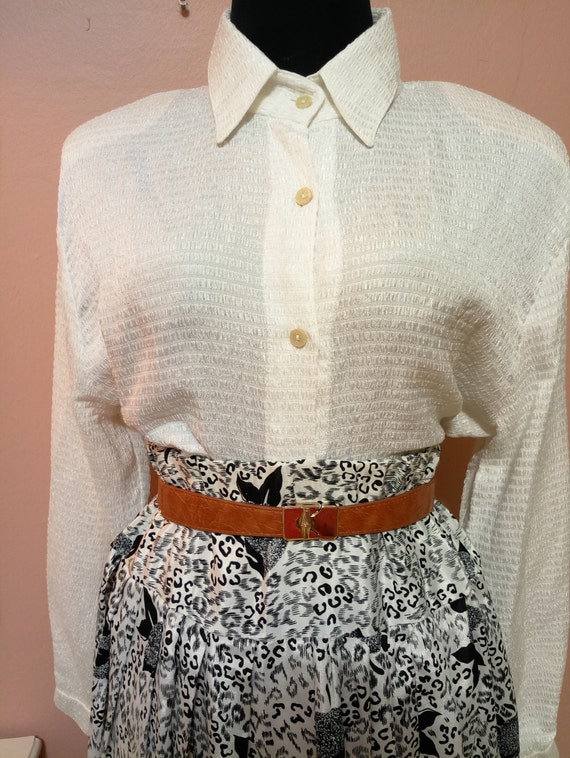 White Blouse.vintage 1950 Blouse.White vintage Blouse.Elegant Blouse.White Shimmer Vintage Blouse For Women 1950s Free Shipping.Size OS