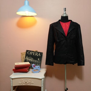 Chaqueta negra brillante, chaqueta vintage, chaquetas, chaqueta vintage para mujer de los años 90, atuendos formales, moda de los años 90, envío gratis, talla OS