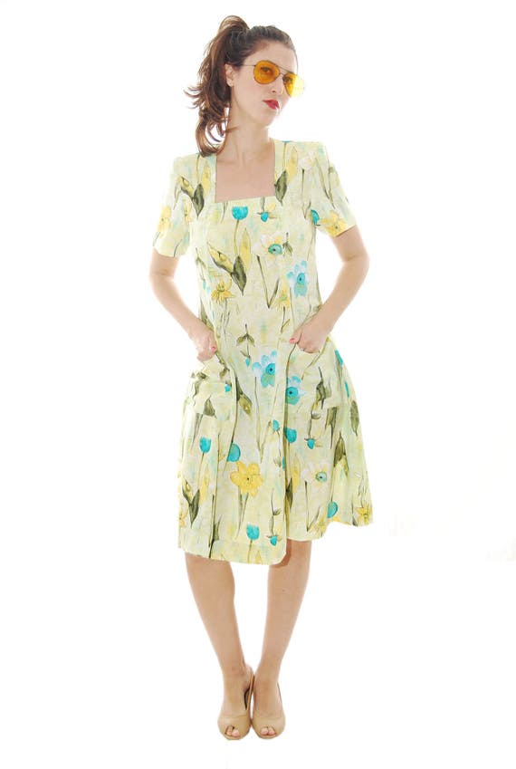 Womens Dresses, Yellow Dress, Mix Color Floral Pr… - image 4
