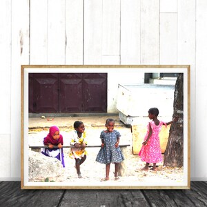 Color Photography, Print,  African Childern, Wall Art, Home decor,  African children photography, home decor, Art print, Zanzibar village