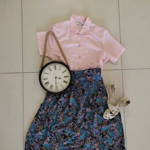 1970 Bluse.Vintage Shirt, rosa Farbe Romantische Vintage Bluse für Frauen 1970er Jahre. Vintage Blusen.