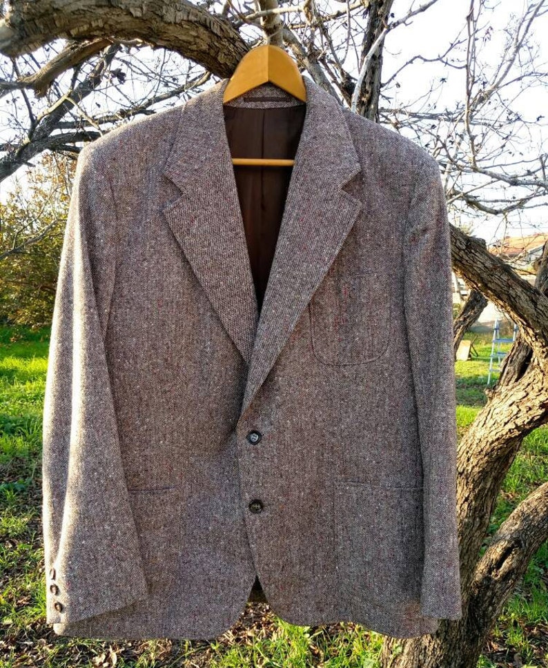 Vintage Jacket, Vintage Mens Blazer, 70s Mens Blazer,mens, Brown Wool ...