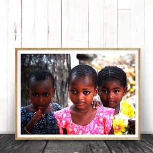 Color Photography, Print, African Children, Wall Art, Home decor, African children photography, home decor, Art print, Zanzibar village