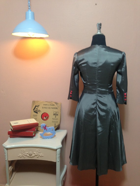 Dark Gray Vintage Dress. 80's Dress. Dark Gray  D… - image 4