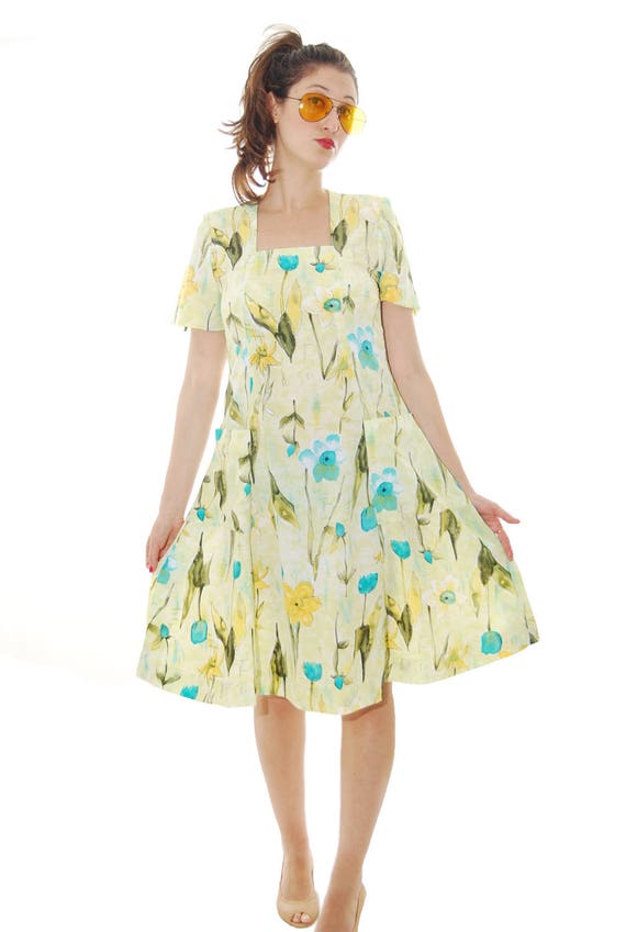 Womens Dresses, Yellow Dress, Mix Color Floral Pr… - image 5