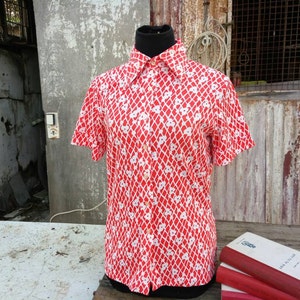 1970 Bluse.Vintage Shirt .Mix Farbe Romantische Vintage Bluse für Frauen 1970er Jahre. Vintage Blusen.Größe L