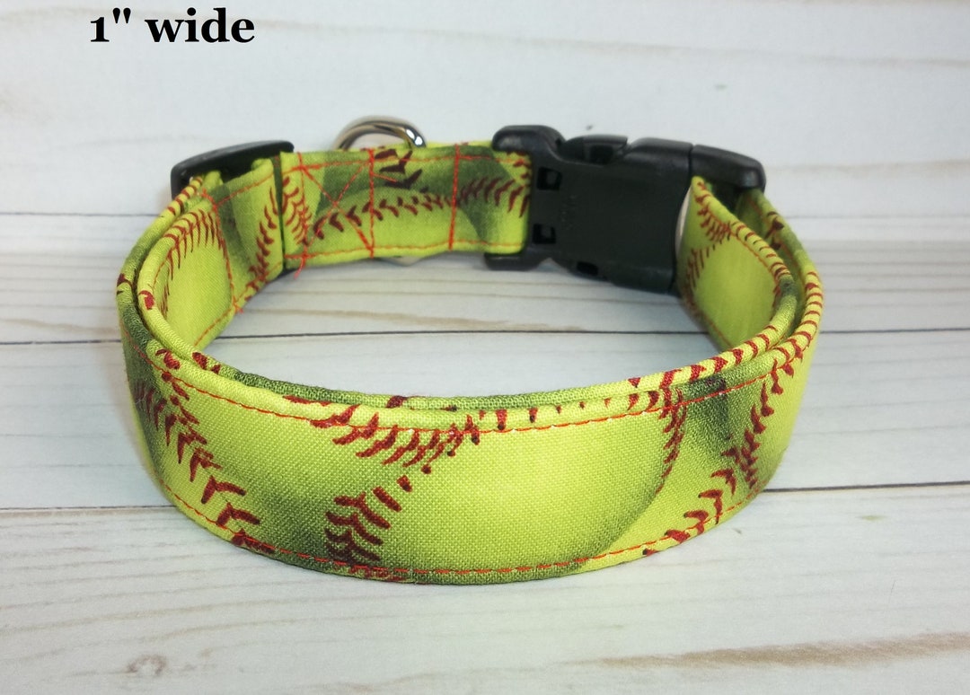 Softball or Baseball Fabric Dog Collar Custom Made by Terri's Dog