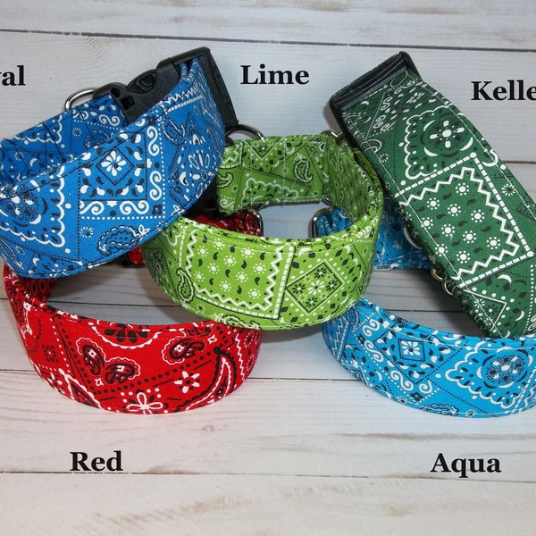 U PICK COLOR Western Bandana Dog Collar custom made by Terri's Dog Collars adjustable fabric multiple colors and sizes