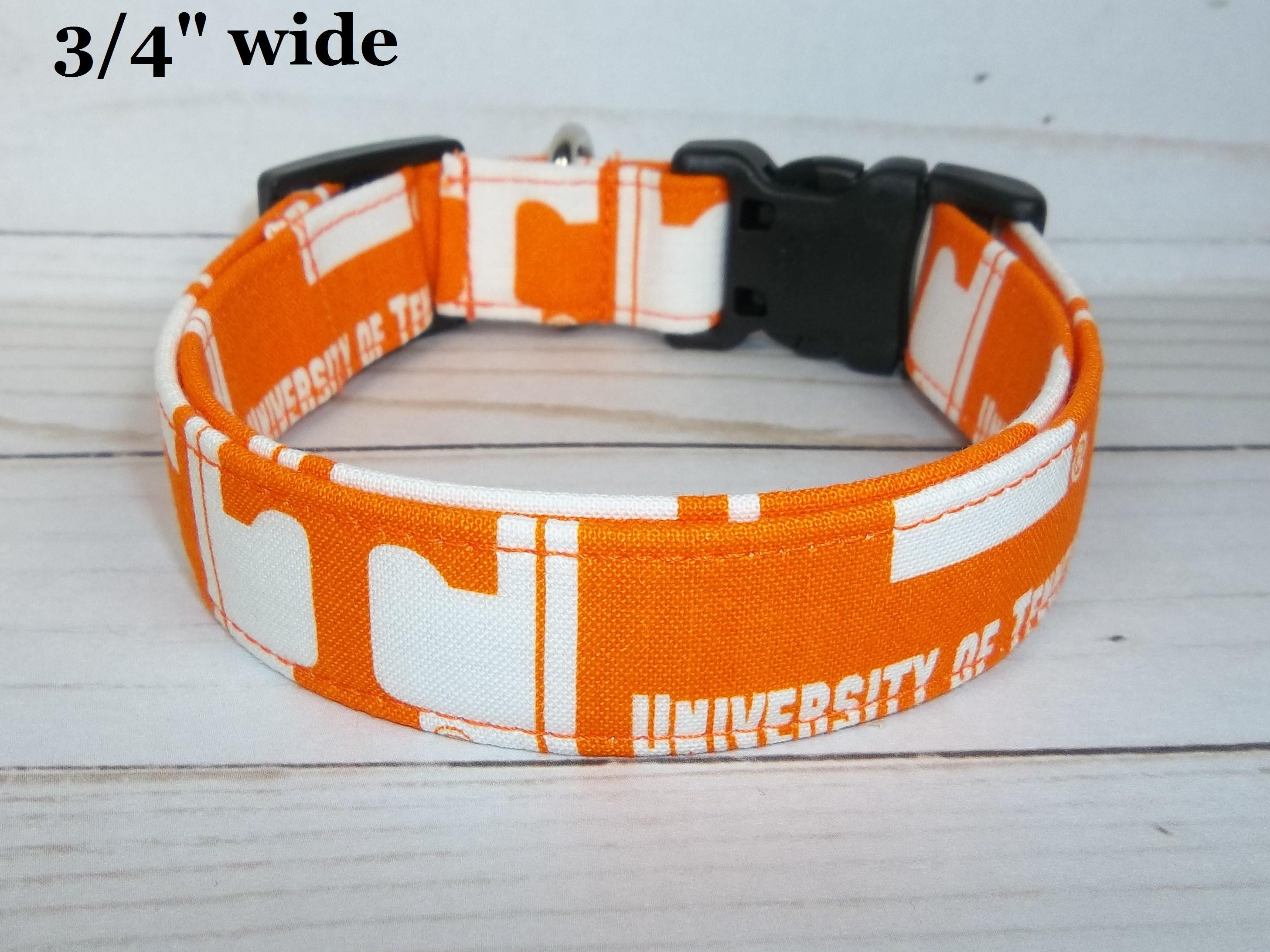 Univeristy of Tennessee Vols UT Terri's Dog Collar custom made adjustable fabric 