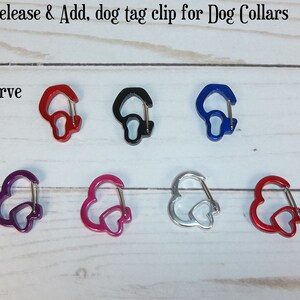 Dog Pet ID Tag Holder Rubit Clip Add Remove tags charm quckly Heart Curve collar