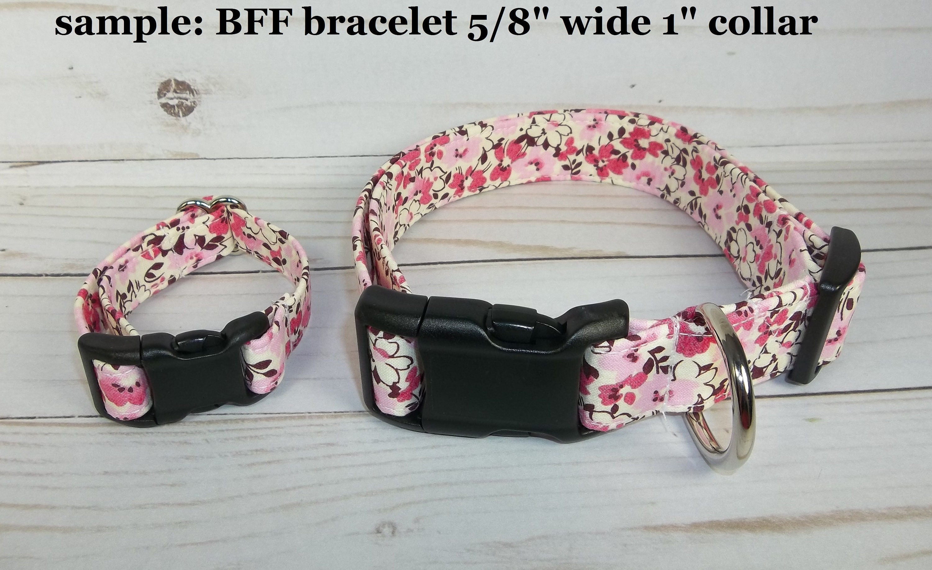 Pink on Pink Flower Floral Dog Collar & Bestie BFF Bracelet Etsy