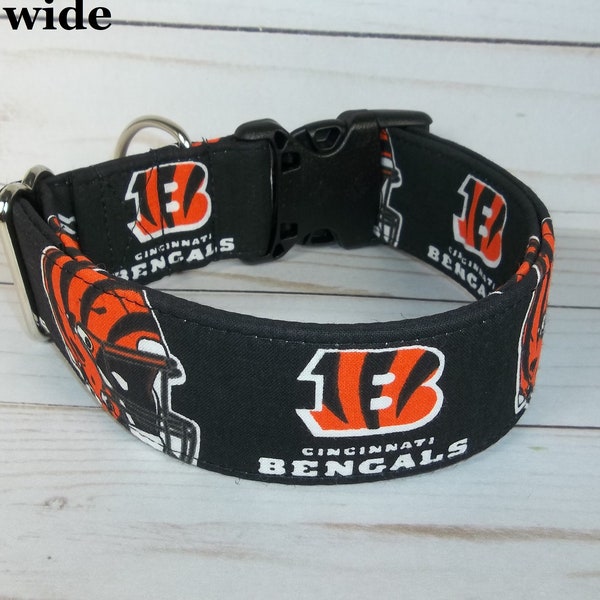 Cincinnati Bengals NFL Dog Collar handmade by Terri's Dog Collars adjustable made with team fabric orange black gift pet boy girl