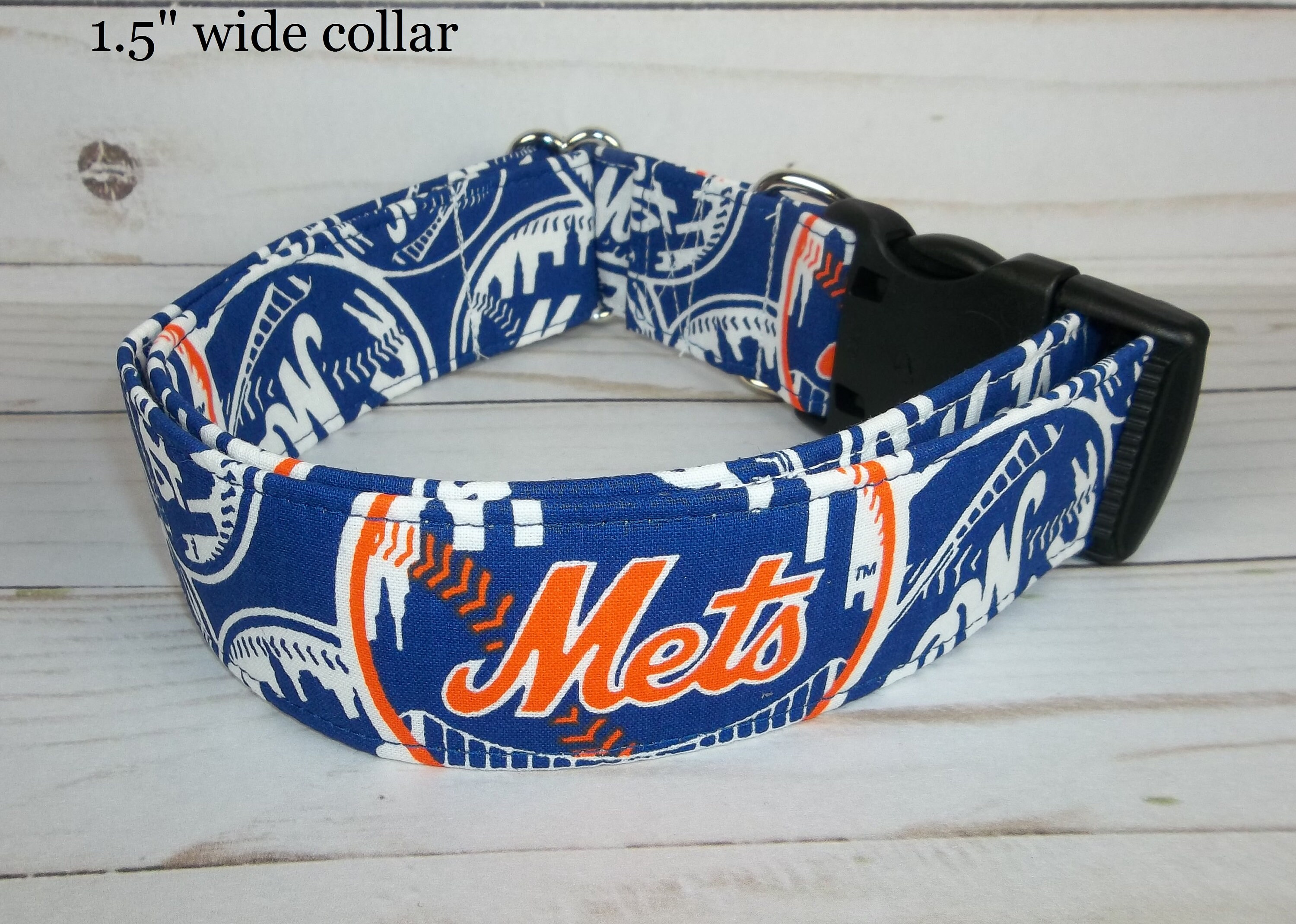 New York Mets NY MLB Dog Collar handmade by Terri's Dog Etsy