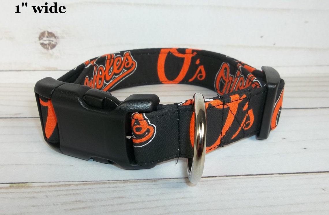 Baltimore Orioles MLB Dog Collar handmade by Terri's Dog Etsy