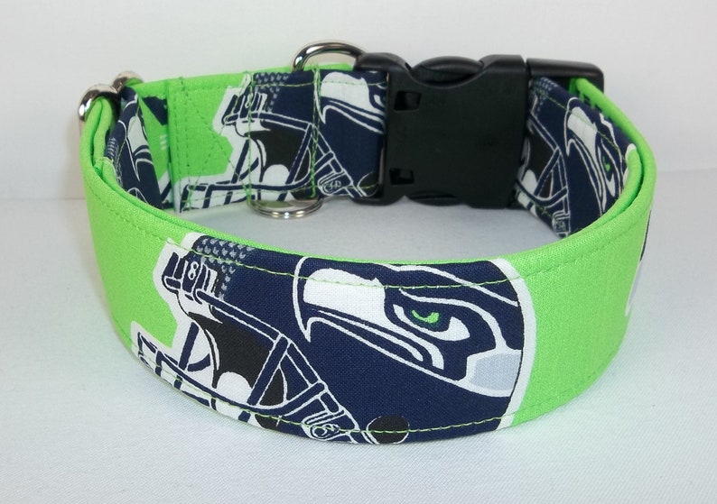 Seattle Seahawks lime Green NFL Dog Collar handmade by Etsy
