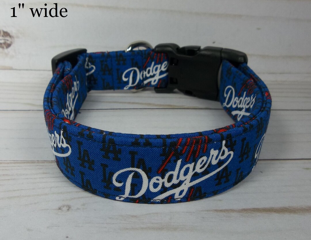 LA Dodgers MLB Dog Collar Handmade by Terri's Dog Collars Adjustable