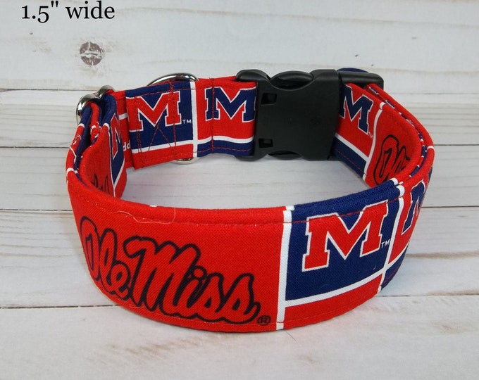 Ole Miss University of Mississippi Dog Collar Custom Made by Terri's