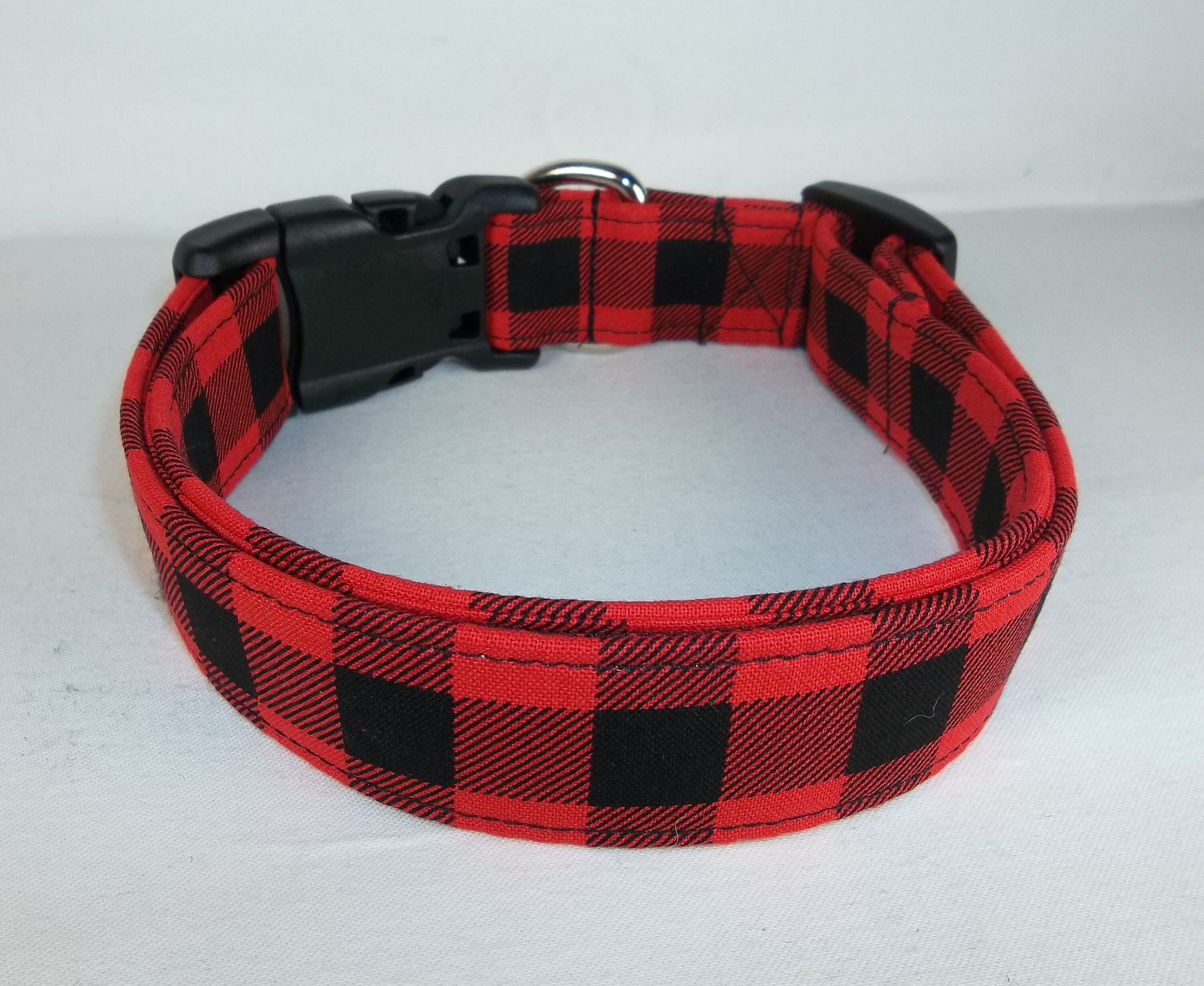 Red Black Buffalo Check Standard Plaid Winter Holiday fabric Dog Coll…