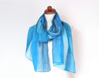 Vintage Pastel Blauwe Zijden Sjaal sjaal