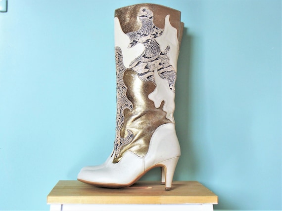 Vintage Pull On Patchwork High Boots size 38